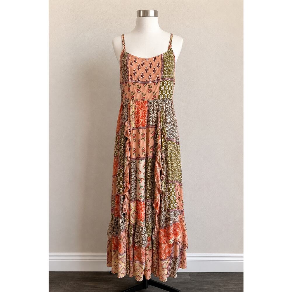 Abel The Label Gypsiana Patchwork Boho Open Back Tie Maxi Dress S Cottage Gypsy - Picture 4 of 10